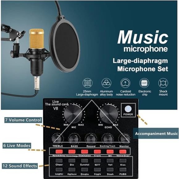 Podcast Equipment Bundle, BM-800 Recording Studio Package with Voice Changer - Picture 2 of 6